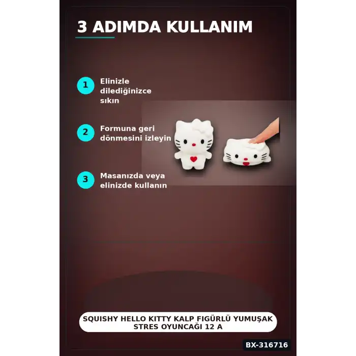 Squishy Hello Kitty Kalp Figürlü Yumuşak Stres Oyuncağı 12 Adet Karışık Renk Seti BX-316716