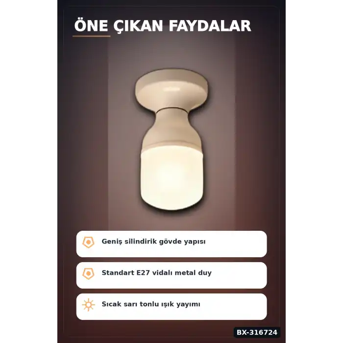 LED Torch Ampul 30W E27 Duy 3200K Gün Işığı 2930 Lümen Güçlü İç Mekan Aydınlatma BX-316724
