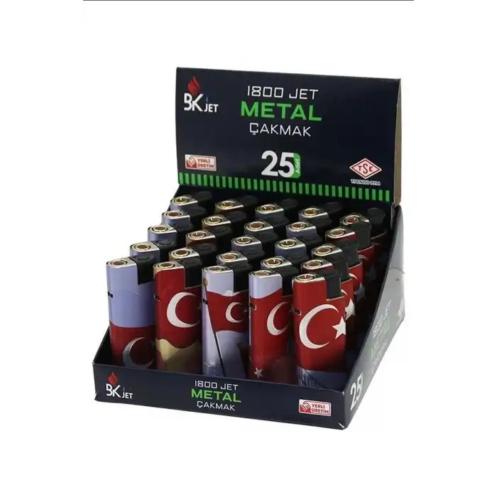 Jet Alevli Rüzgar Çakmağı Türk Bayrağı Desenli Manyetolu Gaz Dolumlu 1 Adet BX-316732