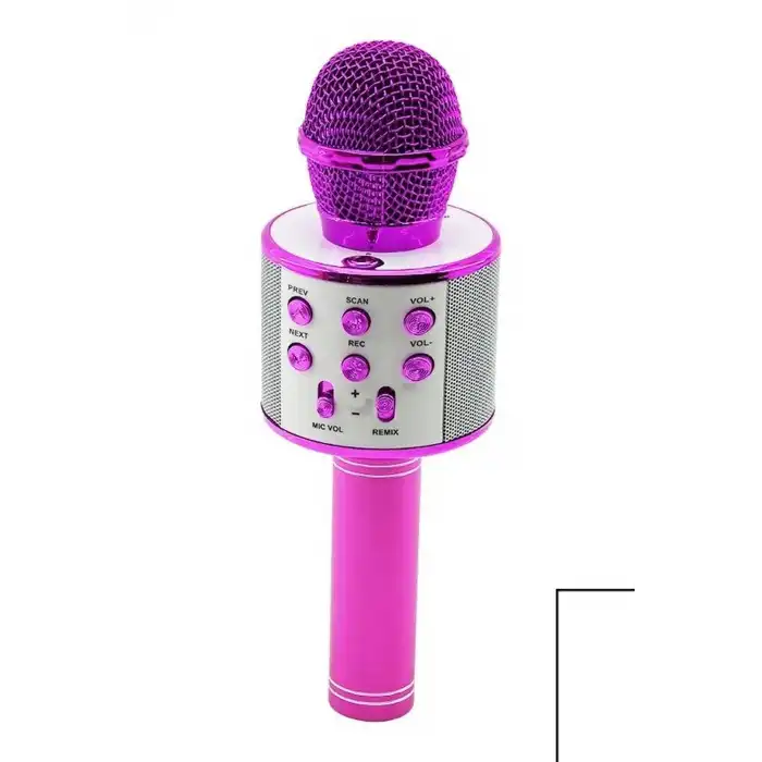 Karaoke Mikrofon Hoparlörlü Kablosuz USB Şarjlı Krom Kaplama 800 mAh 1 Adet BX-316736