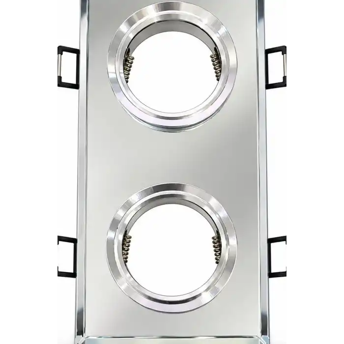 İkili Kare Cam Spot Lamba - GU10 Duy LED Çerçeveli 4000K Kristal Tavan Armatürü, 1 Adet BX-316744