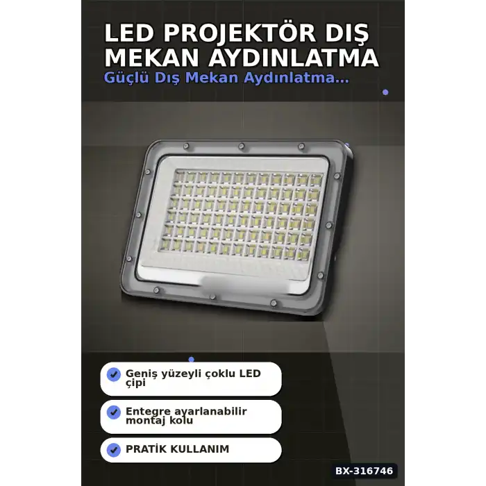 LED Projektör 100W 3200K Gün Işığı IP64 Dış Mekan Aydınlatması 8200 Lümen 1 Adet BX-316746