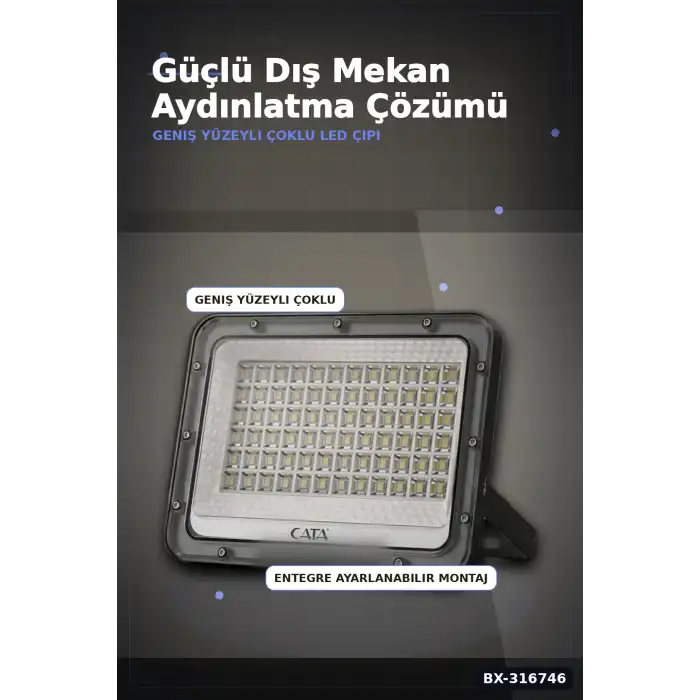 LED Projektör 100W 3200K Gün Işığı IP64 Dış Mekan Aydınlatması 8200 Lümen 1 Adet BX-316746