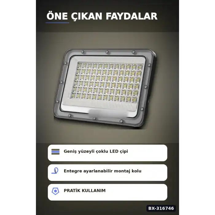 LED Projektör 100W 3200K Gün Işığı IP64 Dış Mekan Aydınlatması 8200 Lümen 1 Adet BX-316746