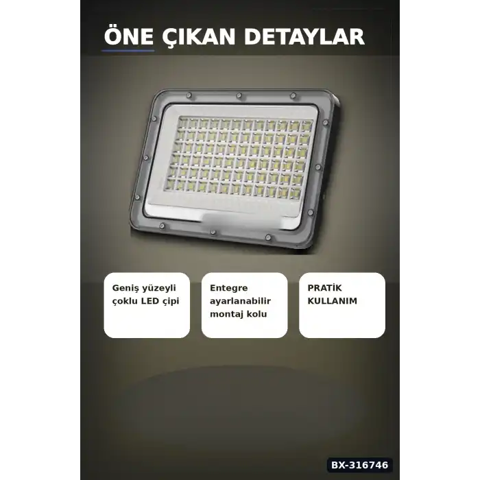 LED Projektör 100W 3200K Gün Işığı IP64 Dış Mekan Aydınlatması 8200 Lümen 1 Adet BX-316746