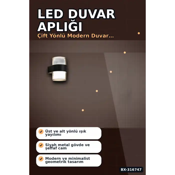 LED Duvar Apliği 12W 3200K Gün Işığı IP54 Dış Mekan Bahçe Aydınlatması BX-316747