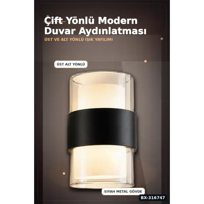 LED Duvar Apliği 12W 3200K Gün Işığı IP54 Dış Mekan Bahçe Aydınlatması BX-316747