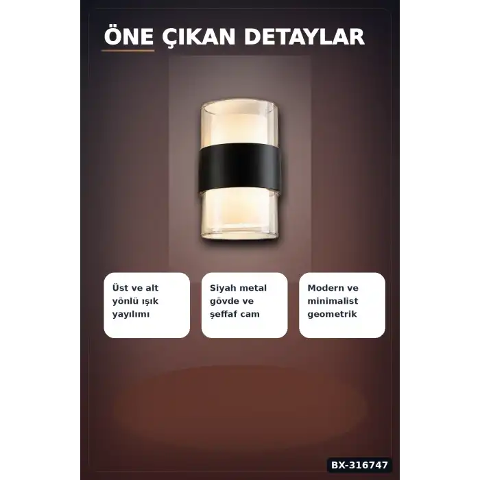 LED Duvar Apliği 12W 3200K Gün Işığı IP54 Dış Mekan Bahçe Aydınlatması BX-316747
