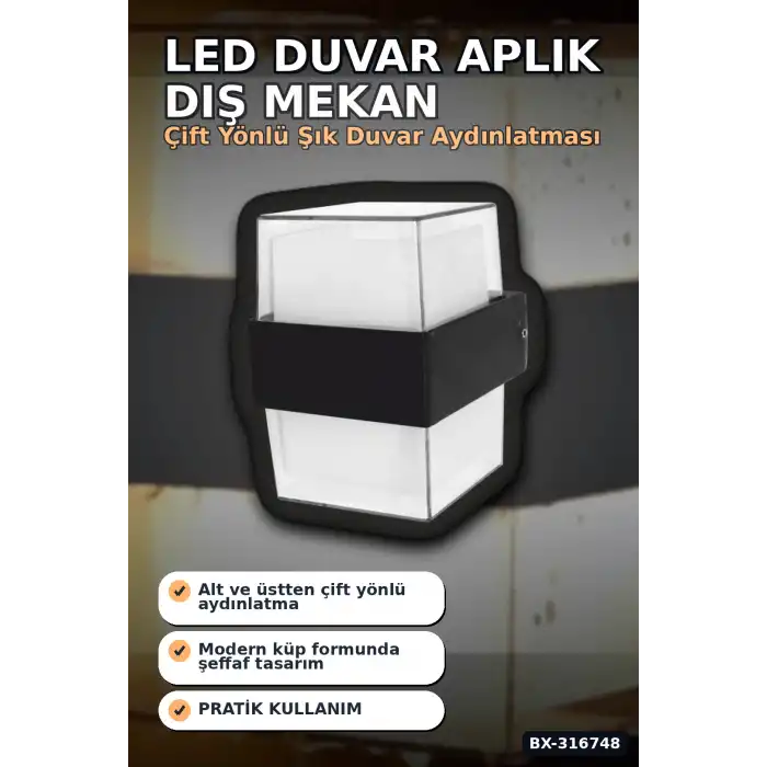 LED Duvar Aplik 12W Gün Işığı 3200K Dış Mekan Bahçe Aydınlatması IP54 1 Adet BX-316748