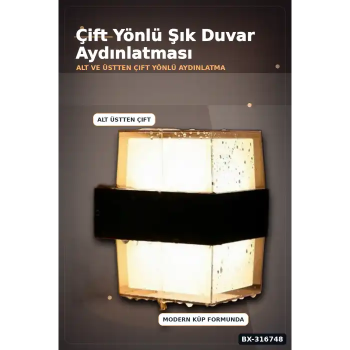 LED Duvar Aplik 12W Gün Işığı 3200K Dış Mekan Bahçe Aydınlatması IP54 1 Adet BX-316748