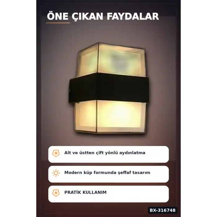 LED Duvar Aplik 12W Gün Işığı 3200K Dış Mekan Bahçe Aydınlatması IP54 1 Adet BX-316748