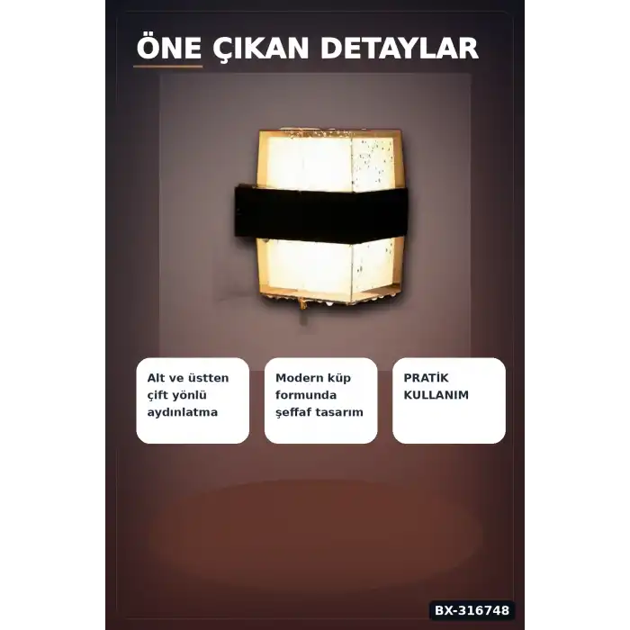 LED Duvar Aplik 12W Gün Işığı 3200K Dış Mekan Bahçe Aydınlatması IP54 1 Adet BX-316748