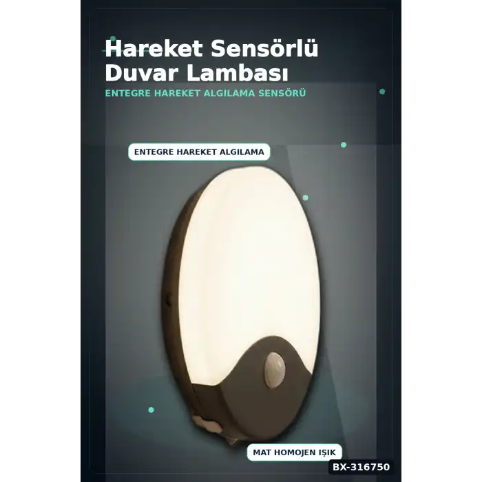 Sensörlü LED Armatür 20W Hareket Algılayıcı Dış Mekan Lambası IP44 4000K BX-316750