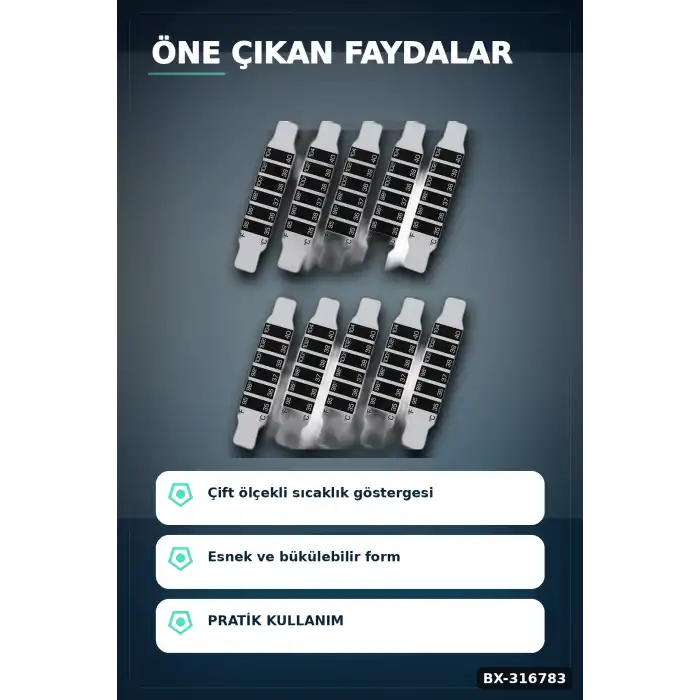 Tek Kullanımlık Ateş Ölçer Şerit Derece - Pratik Bükülebilir Vücut Termometresi 1 Adet BX-316783