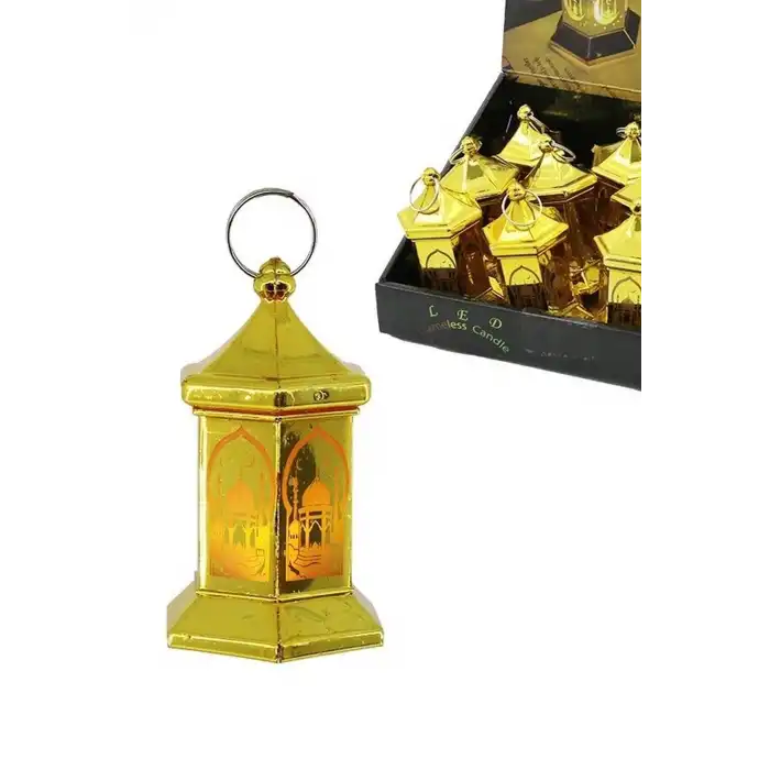 Ramazan LED Işık Orta Boy Altıgen Kubbe Dekoratif Gece Lambası 12 Adet BX-316786