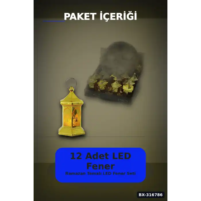 Ramazan LED Işık Orta Boy Altıgen Kubbe Dekoratif Gece Lambası 12 Adet BX-316786