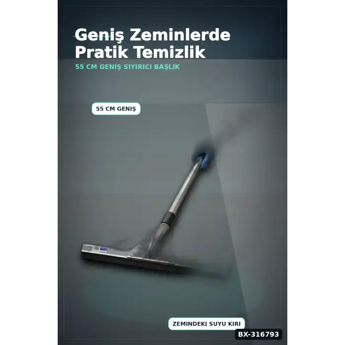 Endüstriyel Metal Yersil Çekpas 55 cm Profesyonel Zemin Temizleyici 12 Adet BX-316793