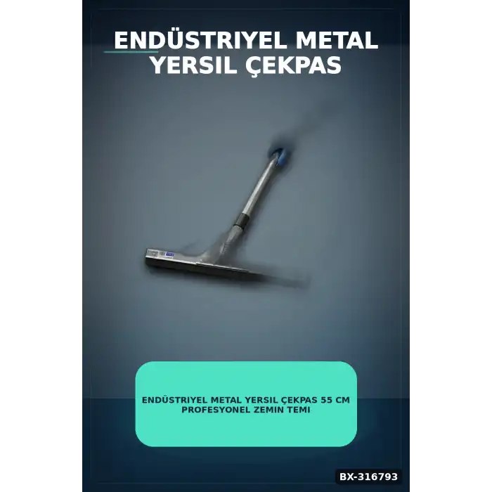 Endüstriyel Metal Yersil Çekpas 55 cm Profesyonel Zemin Temizleyici 12 Adet BX-316793