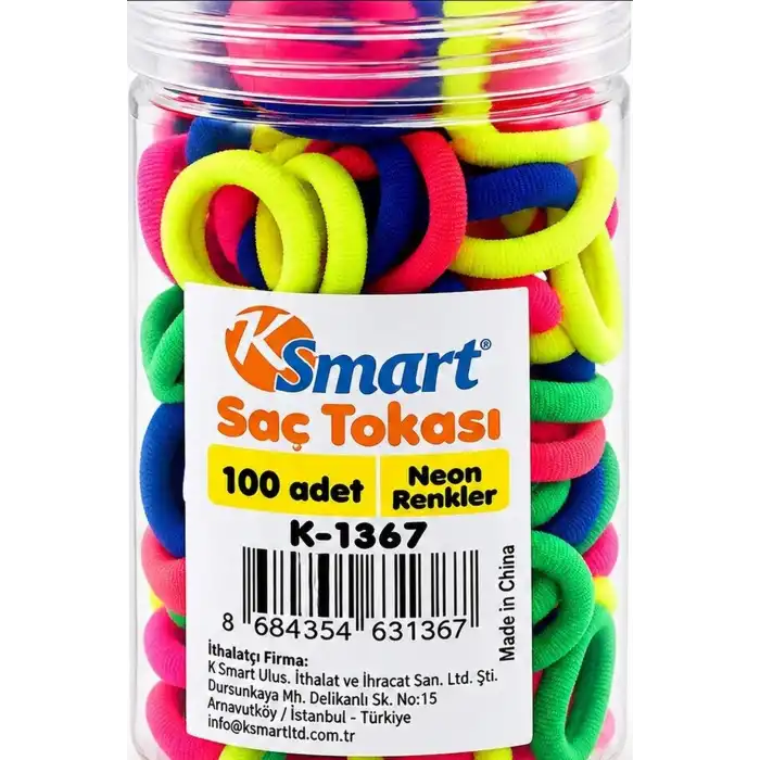 Neon Lastik Saç Tokası 1200 Adet Paket - Renkli Saç Örgü ve Şekillendirme BX-316813