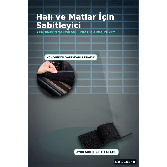 Halı Kaydırmaz Keçe Ped Cırtlı Yapışkanlı Dikdörtgen Koruyucu 500 Adet BX-316848