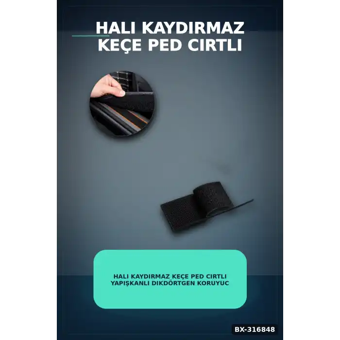 Halı Kaydırmaz Keçe Ped Cırtlı Yapışkanlı Dikdörtgen Koruyucu 500 Adet BX-316848