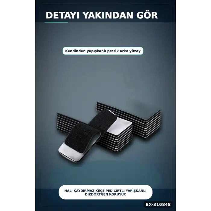 Halı Kaydırmaz Keçe Ped Cırtlı Yapışkanlı Dikdörtgen Koruyucu 500 Adet BX-316848