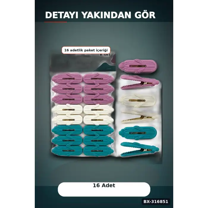 Plastik Çamaşır Mandalı Kabartma Desenli Renkli Çamaşır İpi Mandalı 16 Adet BX-316851