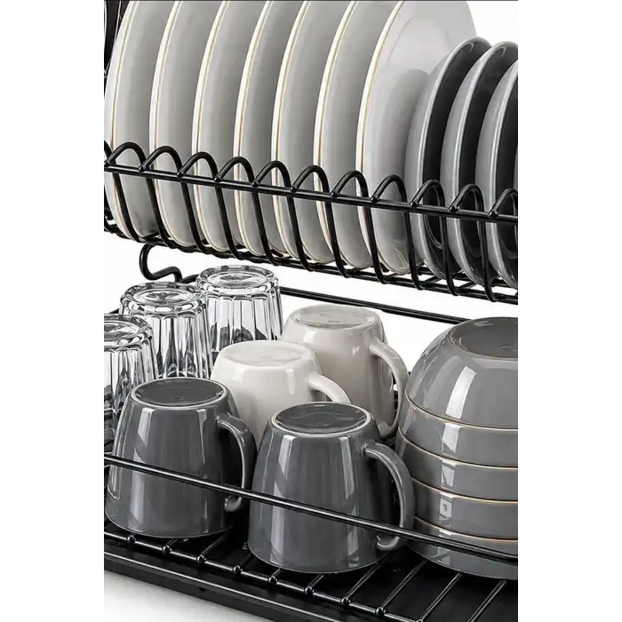 Çift Katlı Bulaşıklık Metal Lux Tabaklık, Mutfak Tezgah Üstü Düzenleyici BX-316856