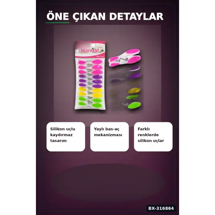 Plastik Mandal Seti Renkli Silikon Ağızlı Bas Aç Şeffaf Gövde - 10 Adet BX-316864