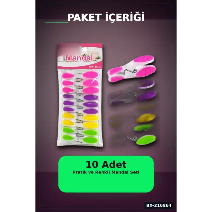 Plastik Mandal Seti Renkli Silikon Ağızlı Bas Aç Şeffaf Gövde - 10 Adet BX-316864