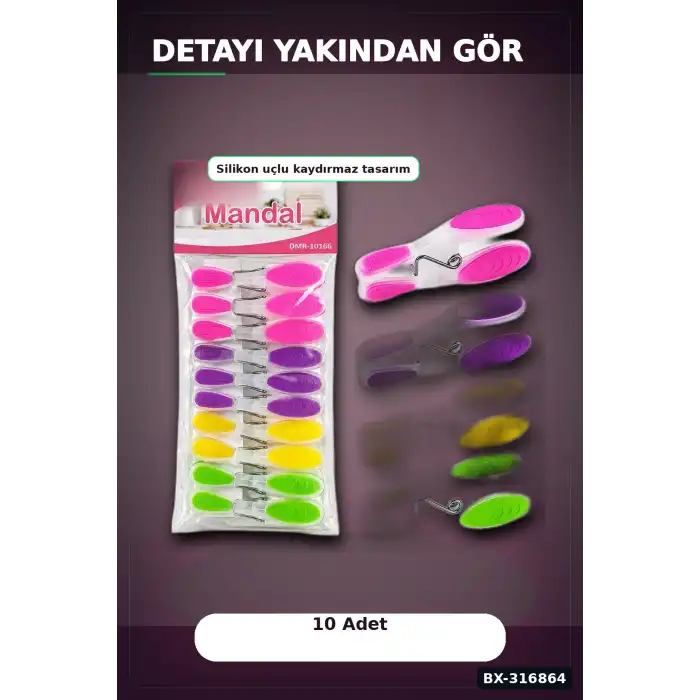 Plastik Mandal Seti Renkli Silikon Ağızlı Bas Aç Şeffaf Gövde - 10 Adet BX-316864