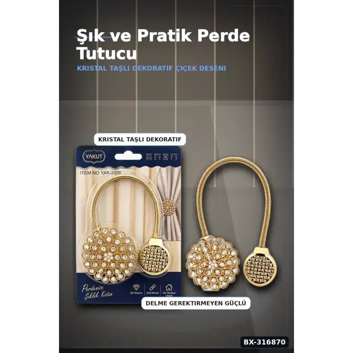 Mıknatıslı Perde Tokası Dekoratif Fon Perde Tutucu Toplama Aksesuarı 1 Adet BX-316870