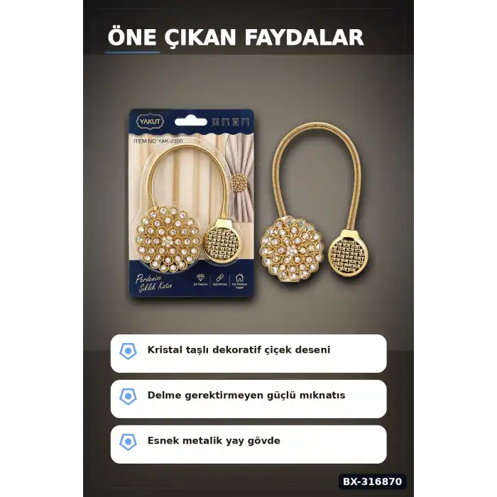 Mıknatıslı Perde Tokası Dekoratif Fon Perde Tutucu Toplama Aksesuarı 1 Adet BX-316870