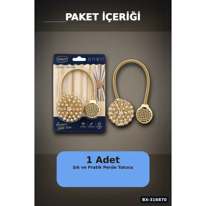 Mıknatıslı Perde Tokası Dekoratif Fon Perde Tutucu Toplama Aksesuarı 1 Adet BX-316870