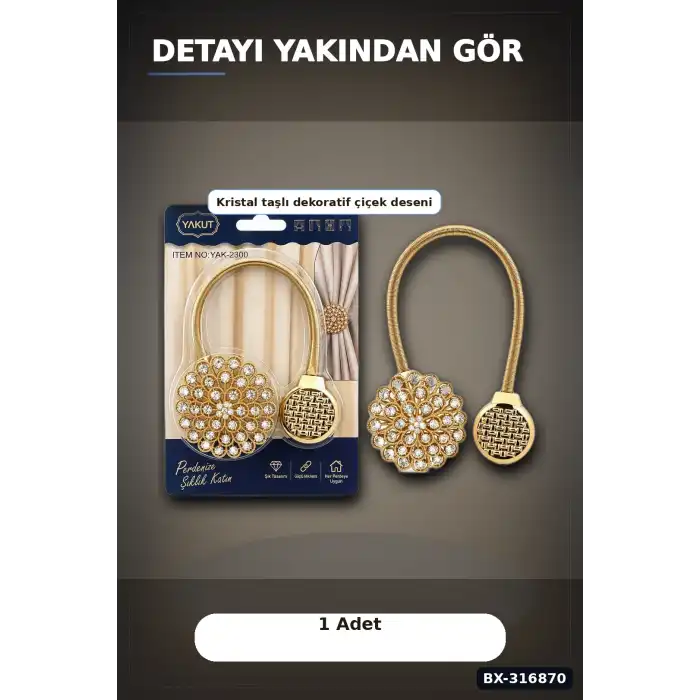 Mıknatıslı Perde Tokası Dekoratif Fon Perde Tutucu Toplama Aksesuarı 1 Adet BX-316870