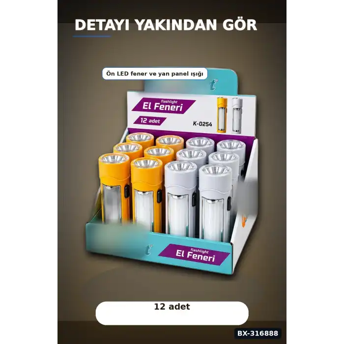 Pilli El Feneri 2in1 Plastik Gövdeli Renkli Aydınlatma Lambası 12 Adet BX-316888