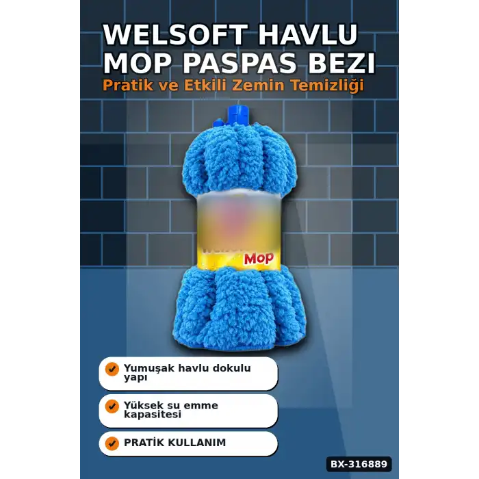 Welsoft Havlu Mop Paspas Bezi - Çoklu Paket Zemin Temizlik Bezi, 60 Adet BX-316889
