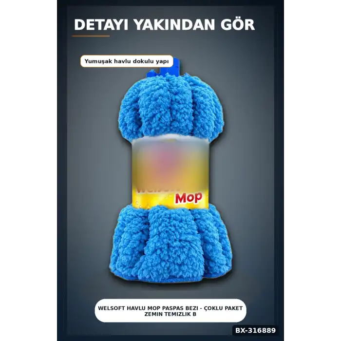 Welsoft Havlu Mop Paspas Bezi - Çoklu Paket Zemin Temizlik Bezi, 60 Adet BX-316889