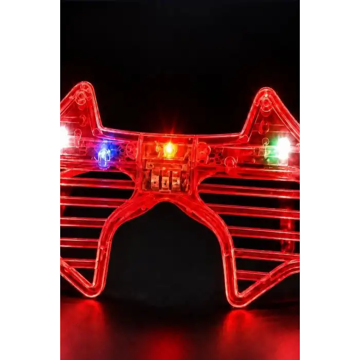 Kırmızı LED Işıklı Yıldız Parti Gözlüğü Yetişkin Boy Eğlence Aksesuarı BX-316911