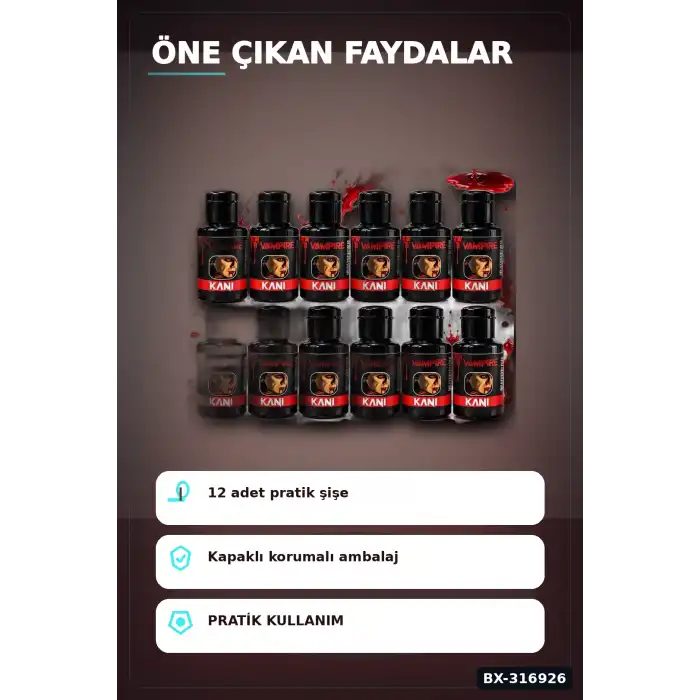 Sahte Kan Efekti 12 Adet - Kostüm Partisi Ve Sahne Tiyatro Kanı BX-316926