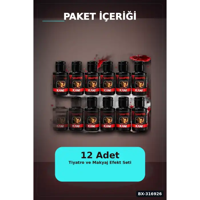 Sahte Kan Efekti 12 Adet - Kostüm Partisi Ve Sahne Tiyatro Kanı BX-316926