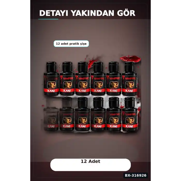 Sahte Kan Efekti 12 Adet - Kostüm Partisi Ve Sahne Tiyatro Kanı BX-316926