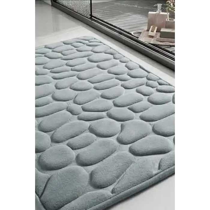 Hafızalı Köpük Banyo Paspası Gri Kaydırmaz Tabanlı Emici Ayak Paspas 1 Adet BX-316949