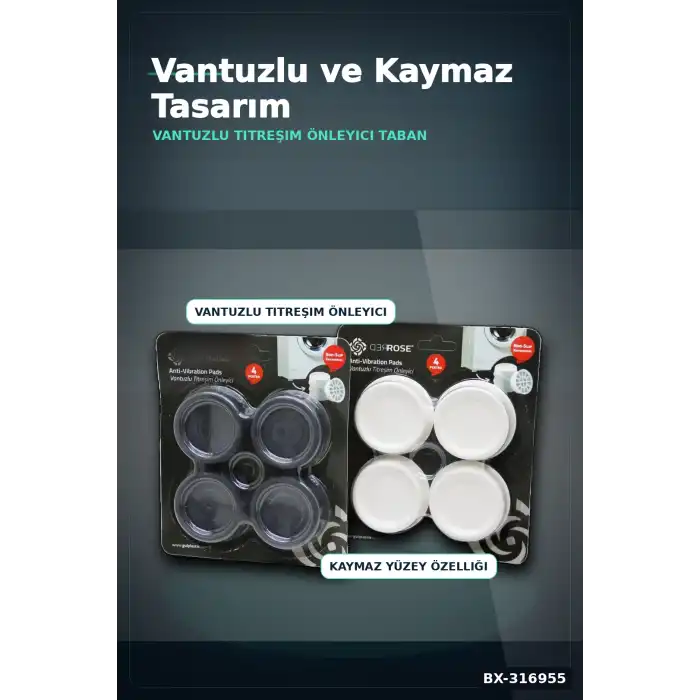 Çamaşır Makinesi Titreşim Önleyici Ayak Seti Küçük Beyaz 4 Parça Gereç BX-316955