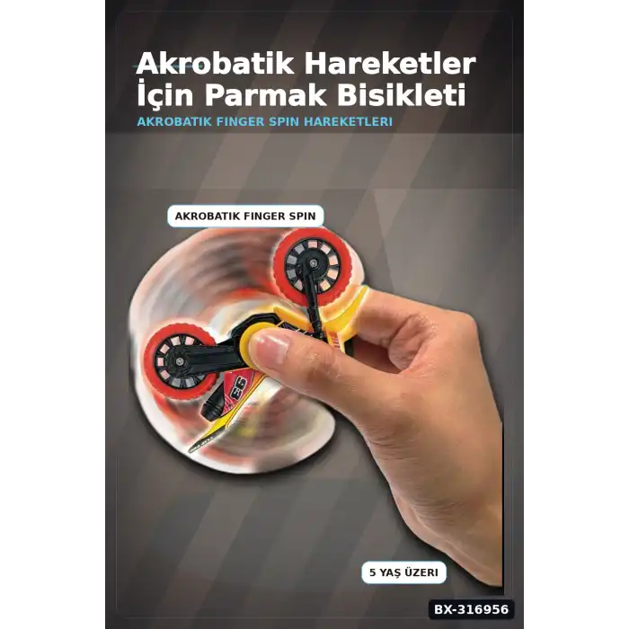 Parmak Bisikleti Flip Pro Akrobatik Oyuncak Bisiklet, 5 Yaş ve Üzeri Çocuklar İçin BX-316956