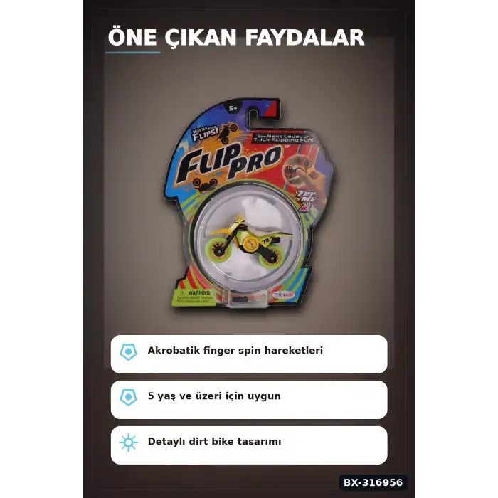 Parmak Bisikleti Flip Pro Akrobatik Oyuncak Bisiklet, 5 Yaş ve Üzeri Çocuklar İçin BX-316956