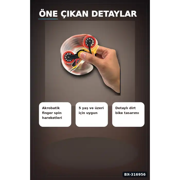 Parmak Bisikleti Flip Pro Akrobatik Oyuncak Bisiklet, 5 Yaş ve Üzeri Çocuklar İçin BX-316956