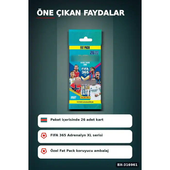 Panini FIFA 365 Futbolcu Koleksiyon Kartları Fat Pack 26 Kart İçeren Paket BX-316961