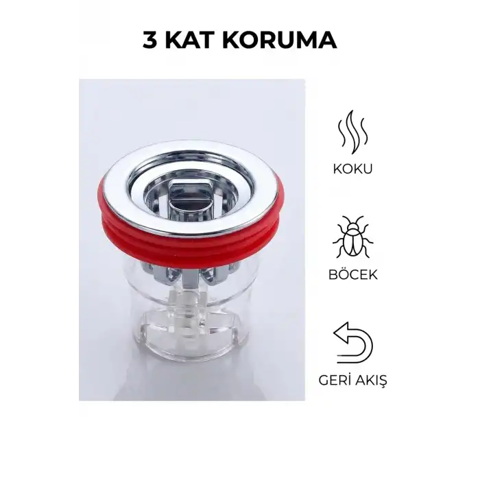 Çek Valfli Anti Koku Duş Yer Sifonu Böcek ve Geri Akış Engelleyici Gider Süzgeci