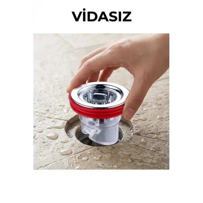 Vidasız Anti Koku Banyo Gider Sifonu Çek Valfli Böcek Önleyici Duş Süzgeci